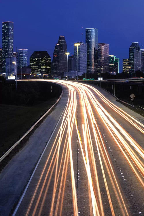 Light Trails On Road, Houston, Texas, USA