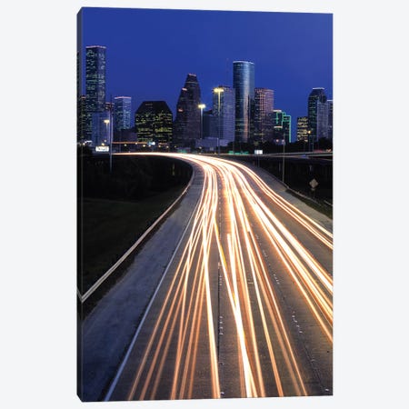 Light Trails On Road, Houston, Texas, USA Canvas Print #PIM15895} by Panoramic Images Canvas Artwork