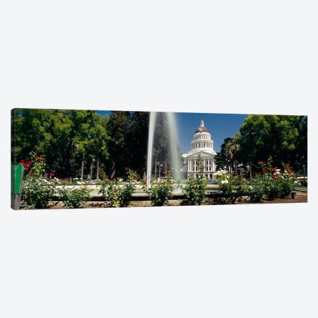 Fountain in a garden in front of a state capitol building, Sacramento, California, USA Canvas Print #PIM158} by Panoramic Images Canvas Wall Art