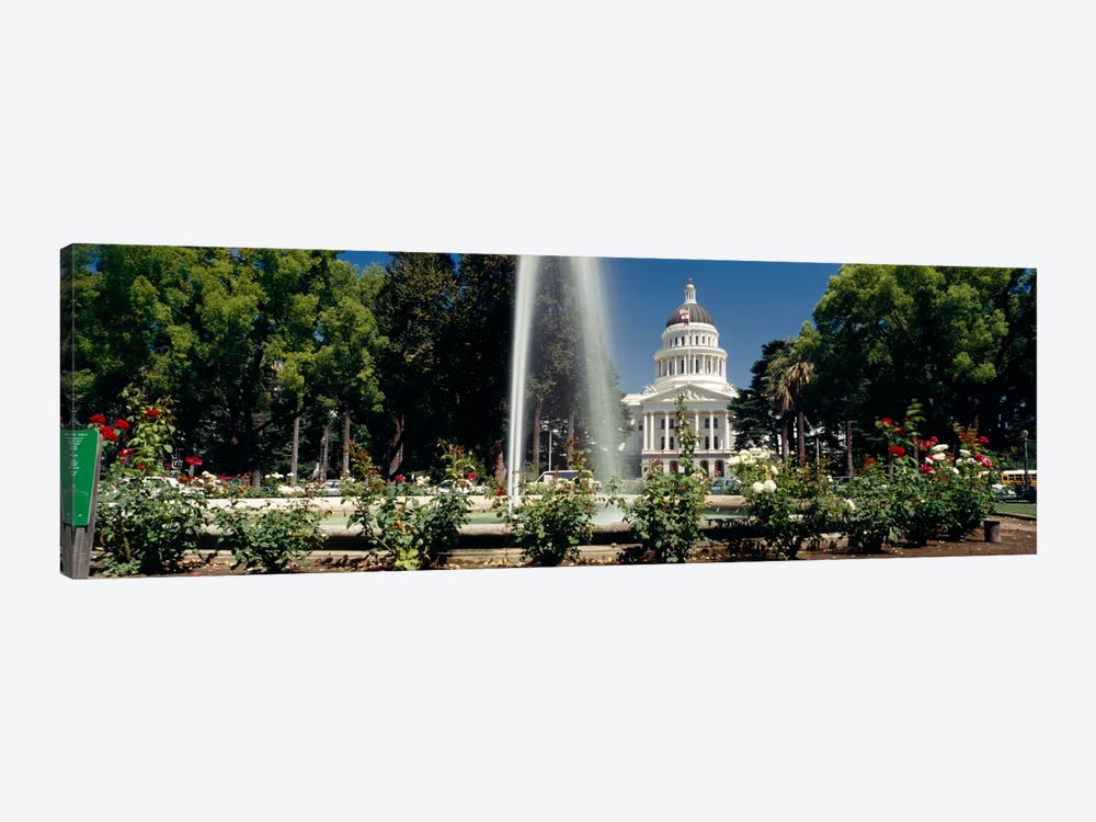 Fountain in a garden in front of a state capitol building, Sacramento, California, USA by Panoramic Images 1-piece Canvas Artwork