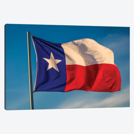 Texas "Lone Star" Flag Stands Out Against A Cloudless Blue Sky, Houston, Texas Canvas Print #PIM15900} by Panoramic Images Canvas Print
