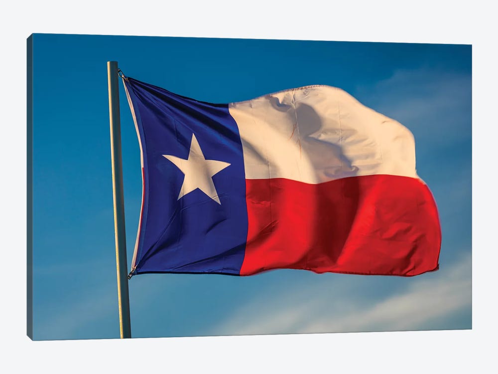 Texas "Lone Star" Flag Stands Out Against A Cloudless Blue Sky, Houston, Texas by Panoramic Images 1-piece Canvas Artwork