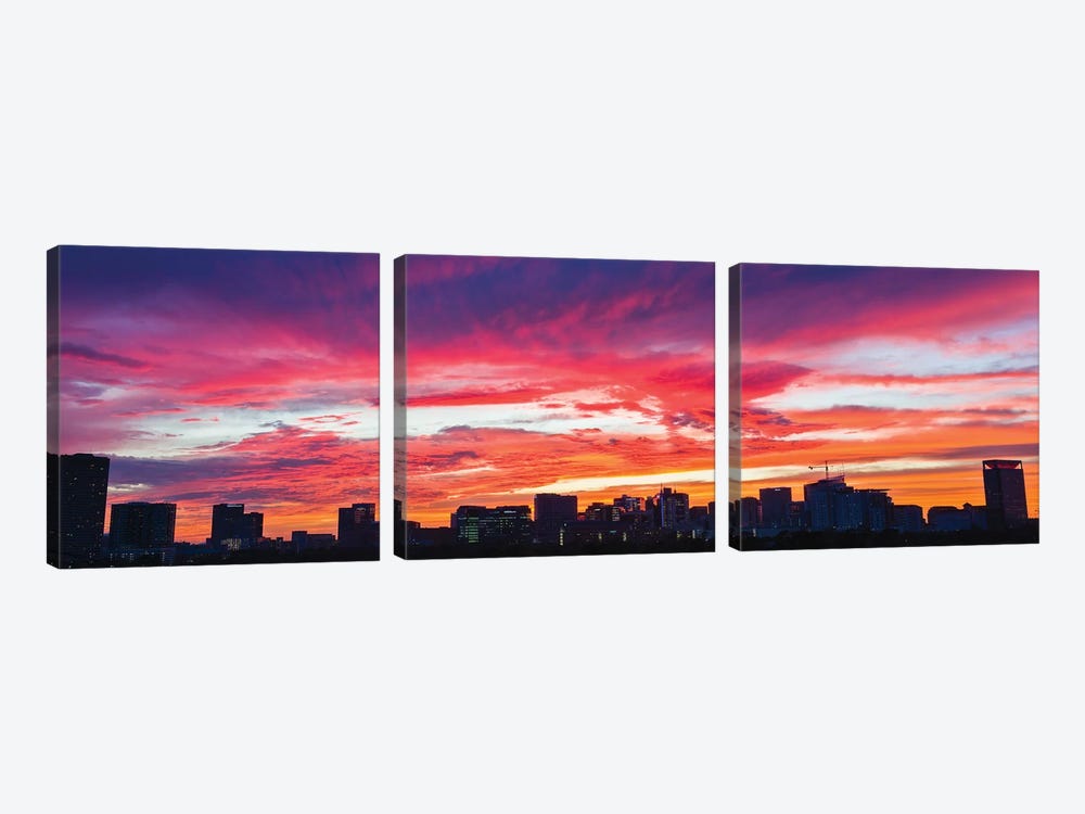 View Of Sunset Looking Towards Medical Center And Rice University, Houston, Texas, USA by Panoramic Images 3-piece Canvas Artwork