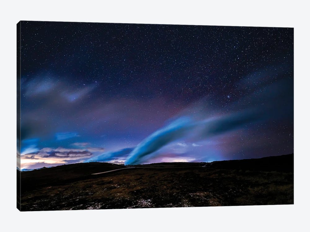 Aurora Borealis, Gunnuhver Hot Spring, Hitaveita Sudurnesja Geothermal Power Plant, Iceland by Panoramic Images 1-piece Canvas Wall Art