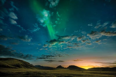 Aurora Borealis, Mt.Hekla, Iceland by Panoramic Images metal wall art