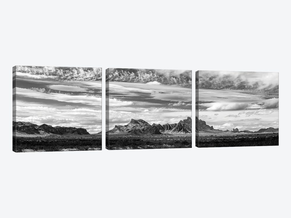 Black And White Landscape With Eagletail Mountains, Arizona, USA by Panoramic Images 3-piece Canvas Print