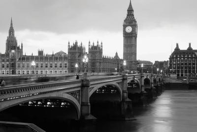 Bridge Across A River, Westminster Bridge, Houses Of Parliament, Big Ben, London, England by Panoramic Images framed wall art