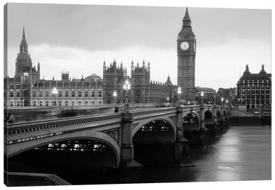 Bridge Across A River, Westminster Bridge, Houses Of Parliament, Big Ben, London, England Canvas Art Print - Big Ben