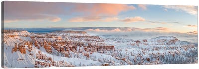 Bryce Canyon National Park With Rock Formations Covered In Snow In Winter, Utah, USA Canvas Art Print - Utah Art