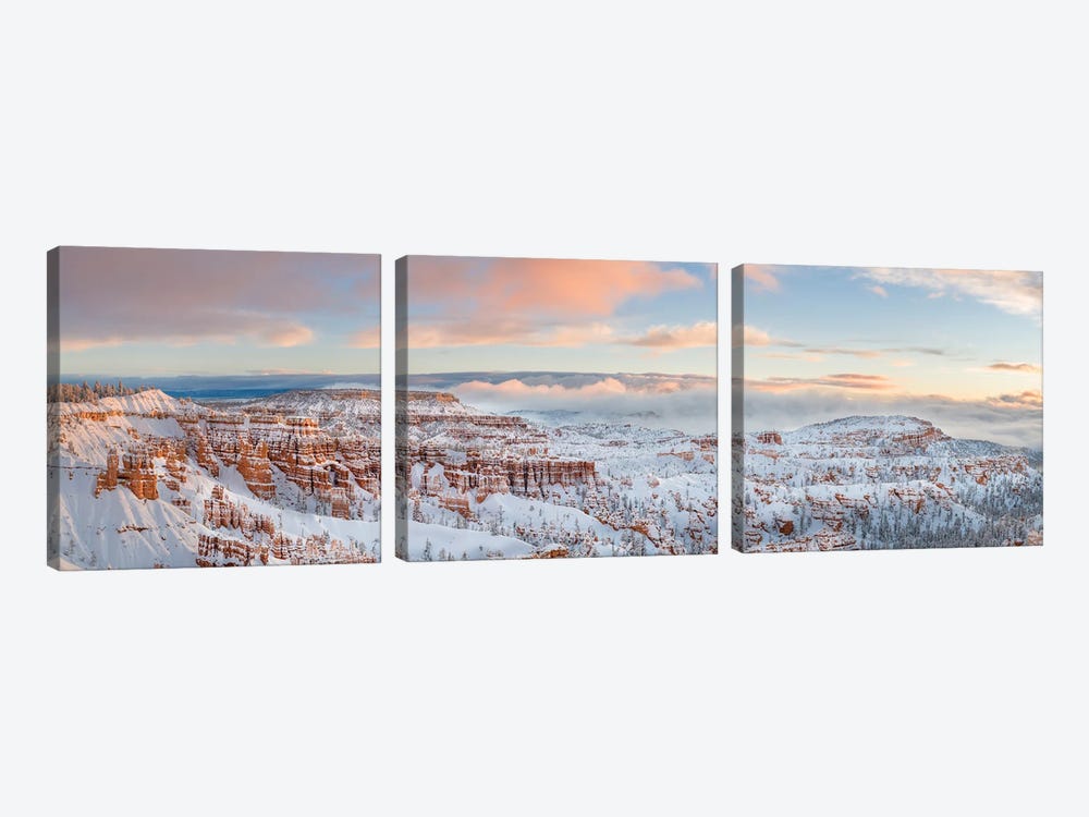 Bryce Canyon National Park With Rock Formations Covered In Snow In Winter, Utah, USA by Panoramic Images 3-piece Art Print