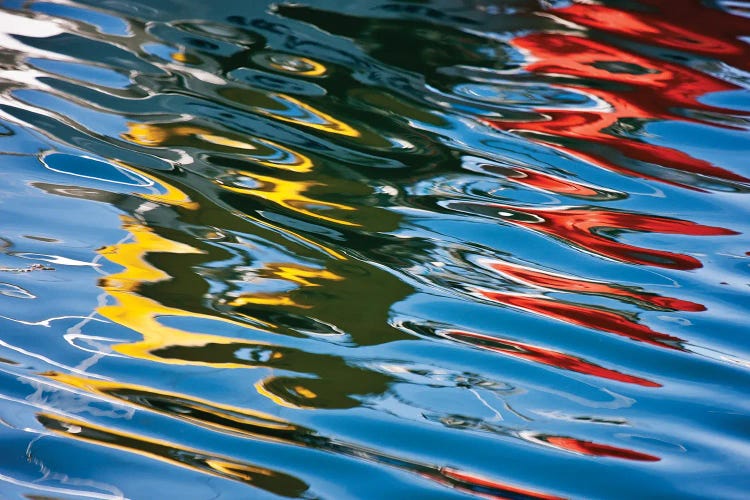 Colorful Reflections In The Water, Akureyri Harbor, Iceland