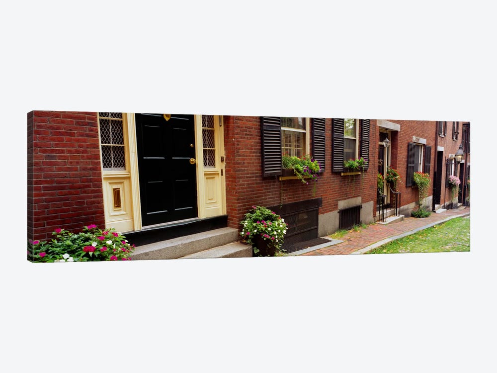 Potted plants outside a house, Acorn Street, Beacon Hill, Boston, Massachusetts, USA by Panoramic Images 1-piece Canvas Art Print