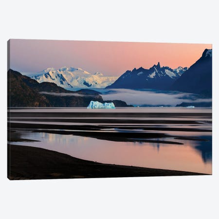 Grey Glacier And Grey Lake At Sunset, Torres Del Paine National Park, Chile Canvas Print #PIM15959} by Panoramic Images Canvas Artwork