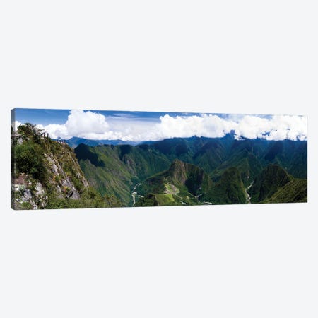 Incan Ruins Of Machu Picchu And Huayna Picchu Peak, Aguas Calientes, Peru, South America Canvas Print #PIM15965} by Panoramic Images Canvas Artwork