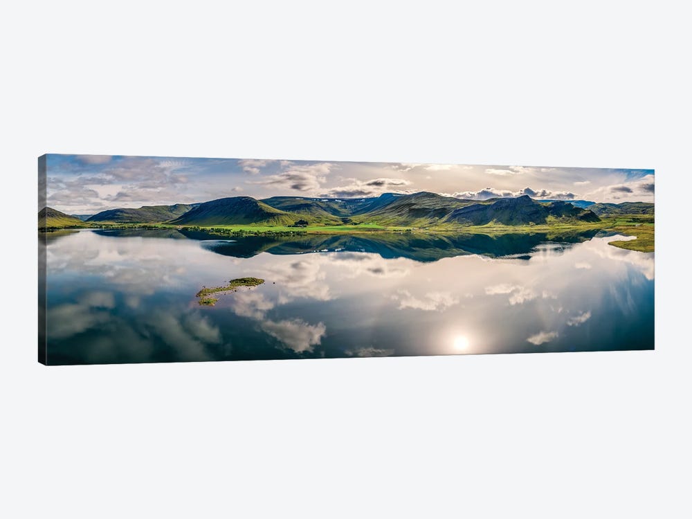 Landscape Mt Medalfell, Lake Medalfellsvatn, Iceland by Panoramic Images 1-piece Canvas Art Print