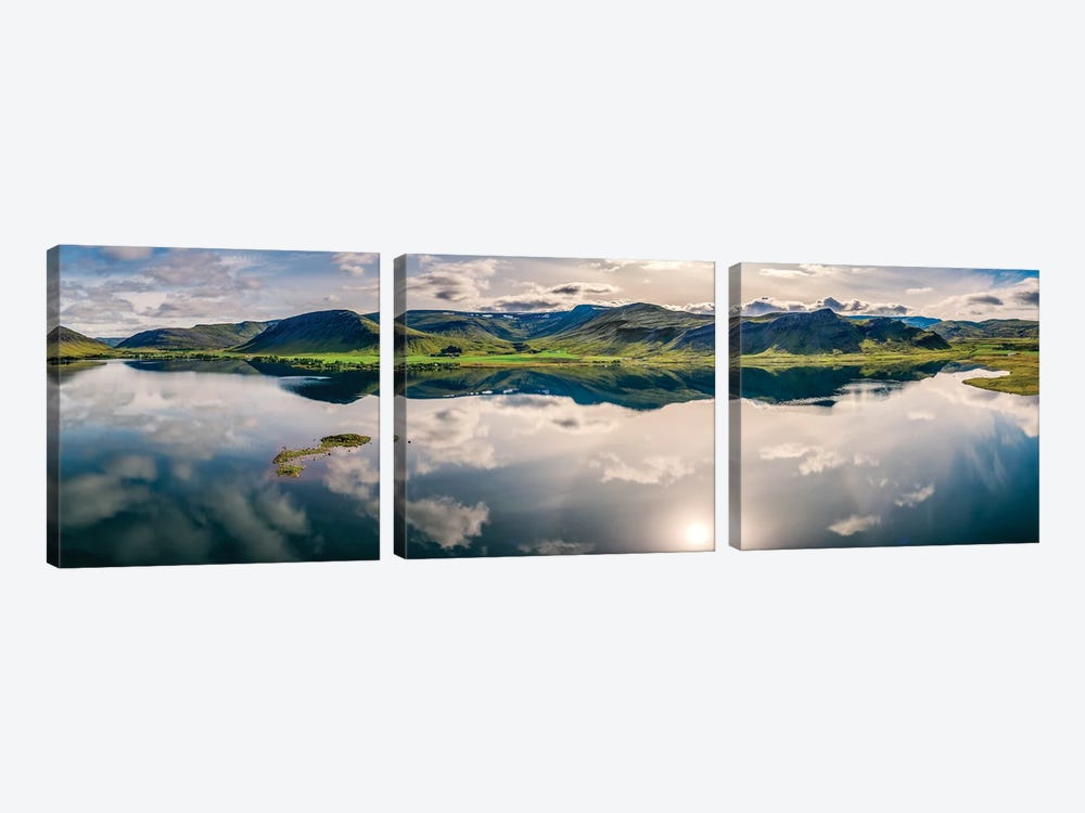 Landscape Mt Medalfell, Lake Medalfellsvatn, Iceland by Panoramic Images 3-piece Canvas Print