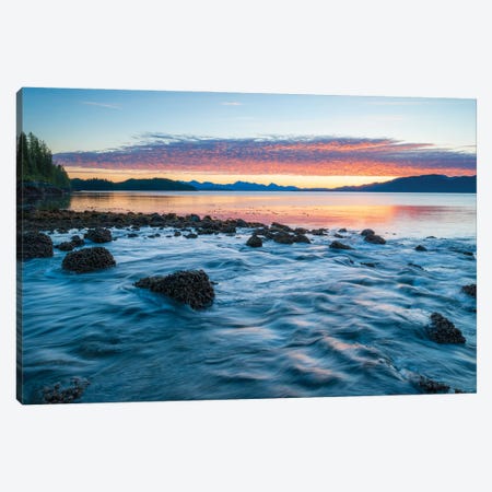 Landscape With Coastline Under Moody Sky At Sunset, British Columbia, Canada Canvas Print #PIM15970} by Panoramic Images Canvas Wall Art