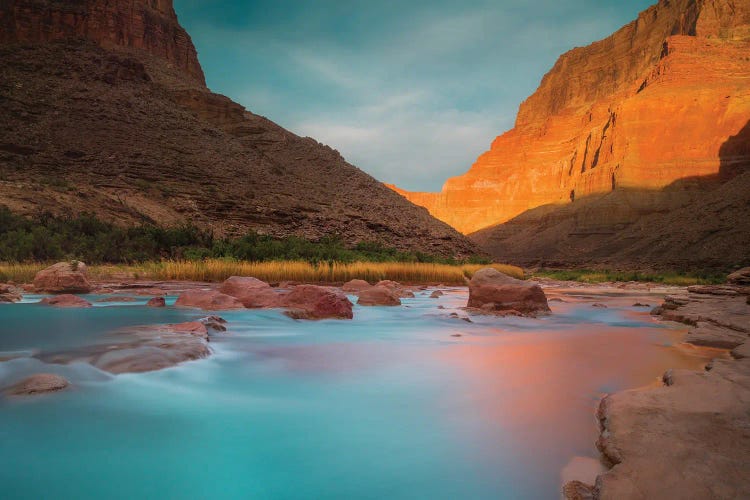 Landscape With Little Colorado River In Canyon, Chuar Butte, Grand Canyon National Park, Arizona, USA