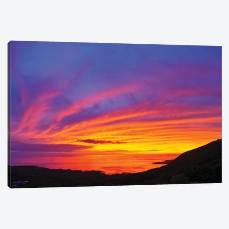 Landscape With Moody Sky At Sunset Above Kealakekua Bay, South Kona, Hawaii Islands, USA Canvas Print #PIM15976} by Panoramic Images Canvas Print