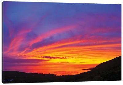 Landscape With Moody Sky At Sunset Above Kealakekua Bay, South Kona, Hawaii Islands, USA Canvas Art Print - The Big Island (Island of Hawai'i)