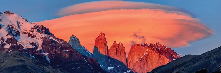 Landscape With Mountains At Sunset, Torres Del Paine National Park, Chile