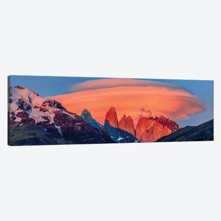Landscape With Mountains At Sunset, Torres Del Paine National Park, Chile Canvas Print #PIM15978} by Panoramic Images Canvas Wall Art