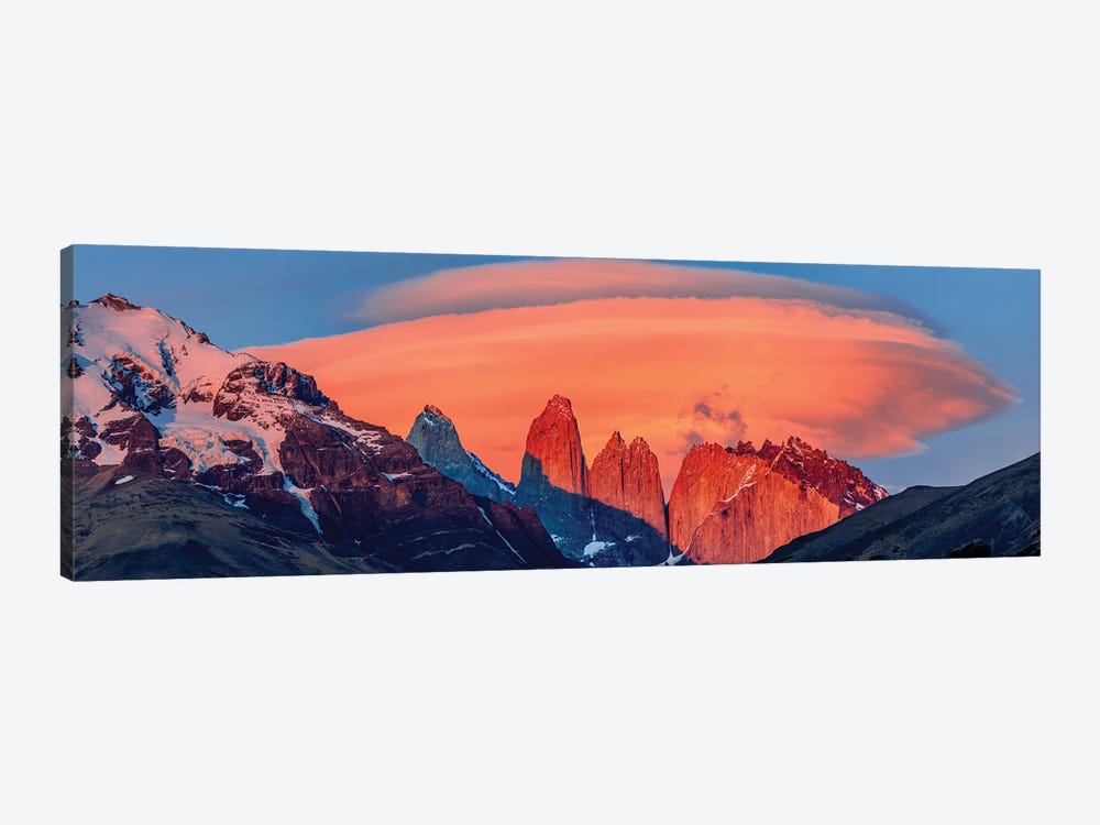 Landscape With Mountains At Sunset, Torres Del Paine National Park, Chile by Panoramic Images 1-piece Canvas Print
