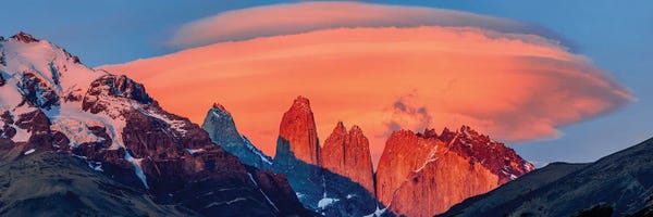 Chile: Landscape With Mountains At Sunset, Torres Del Paine National Park, Chile by Panoramic Images