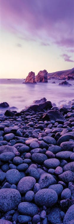 Landscape With Pebbles On Seashore At Sunset, Garrapata State Park, Big Sur, California, USA