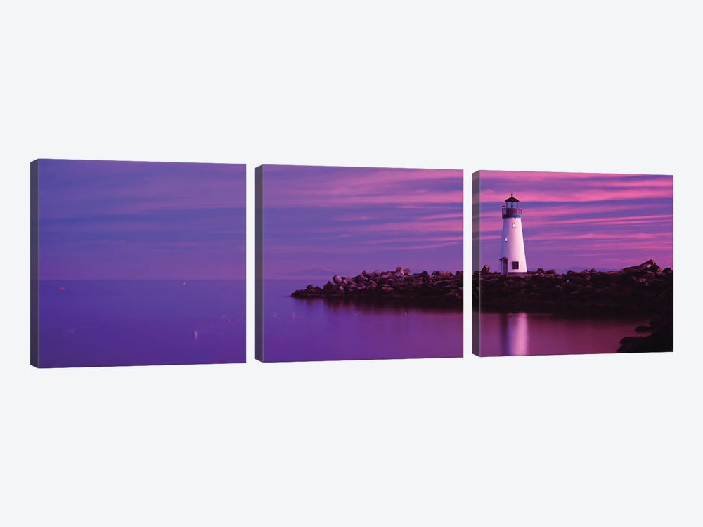 Lighthouse On An Island, Walton Lighthouse, Santa Cruz, Santa Cruz County, California, USA by Panoramic Images 3-piece Canvas Art Print