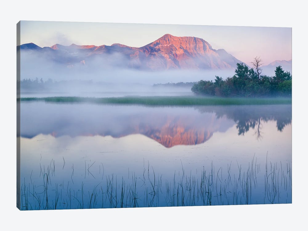 Lower Waterton Lake And Vimy Peak In Fog At Sunrise, Waterton Glacier International Peace Park, Canada by Panoramic Images 1-piece Canvas Print