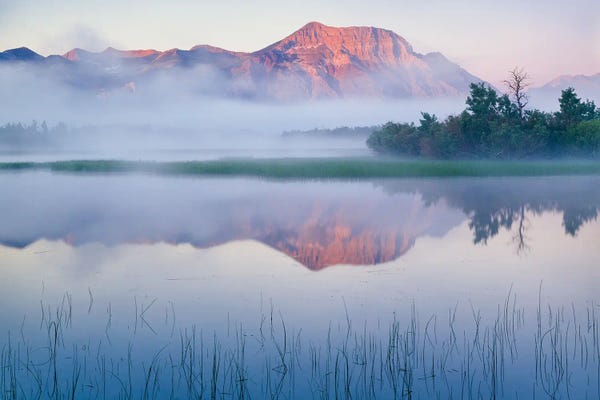 Alberta: Lower Waterton Lake And Vimy Peak In Fog At Sunrise, Waterton Glacier International Peace Park, Canada by Panoramic Images