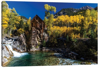 Old Mill On The Crystal River, Crystal, Colorado, USA Canvas Art Print - Watermills & Windmills