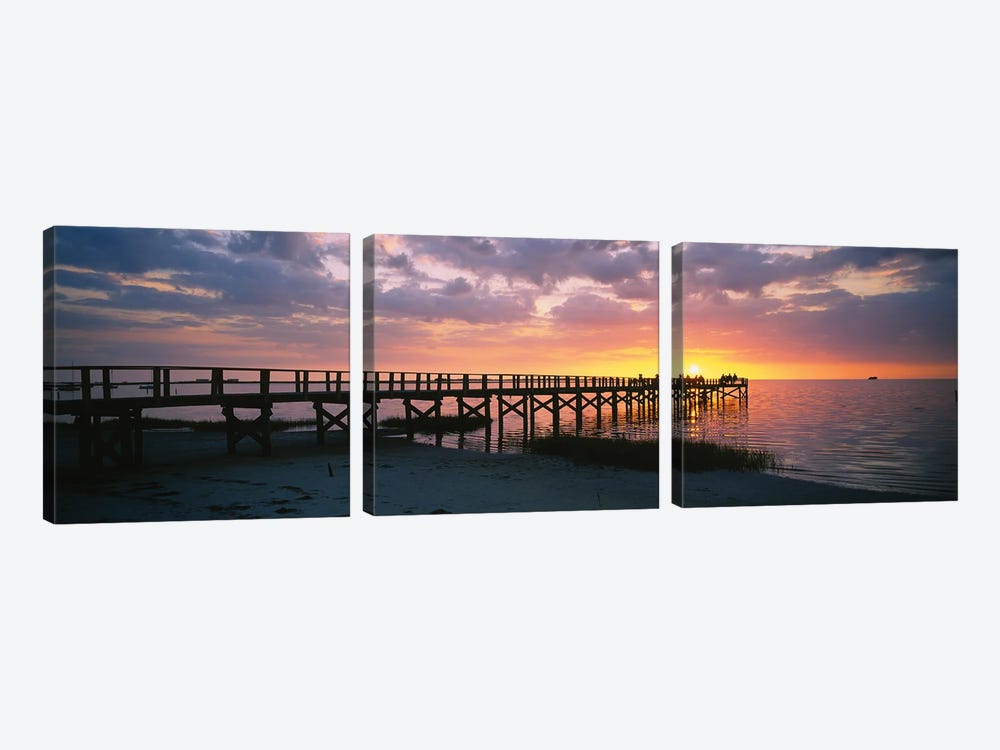 Pier On The Beach, Crystal Beach, Florida, USA by Panoramic Images 3-piece Canvas Art Print