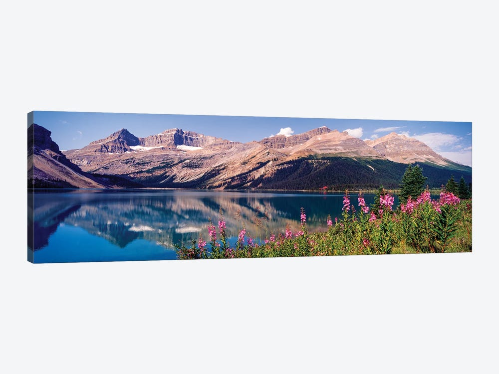 Reflection Of Mountain In A Lake, Bow Lake, Mt. Jimmy Simpson, Alberta, Canada by Panoramic Images 1-piece Art Print
