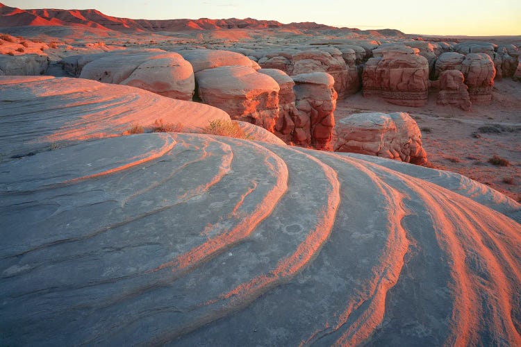 Rock Formation In Desert At Sunset, San Rafael Desert, Utah, USA