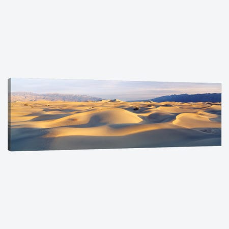 Sand Dunes With Mountains In The Background, Mesquite Flat Dunes, Death Valley National Park, California, USA Canvas Print #PIM16019} by Panoramic Images Art Print