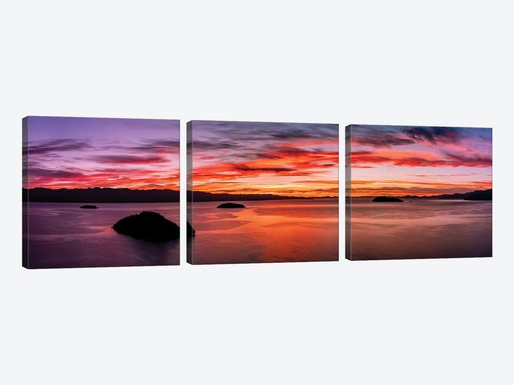 Seascape At Sunset, Concepcion Bay, Baja California Sur, Mexico by Panoramic Images 3-piece Canvas Art Print