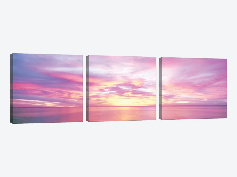 Sunrise Over Sea Of Cortez, El Cardonal, Baja California Sur, Mexico by Panoramic Images 3-piece Canvas Wall Art