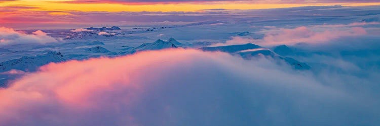 Sunset Over Mountains, Vatnajokull National Park, Iceland Unesco World Heritage Site.