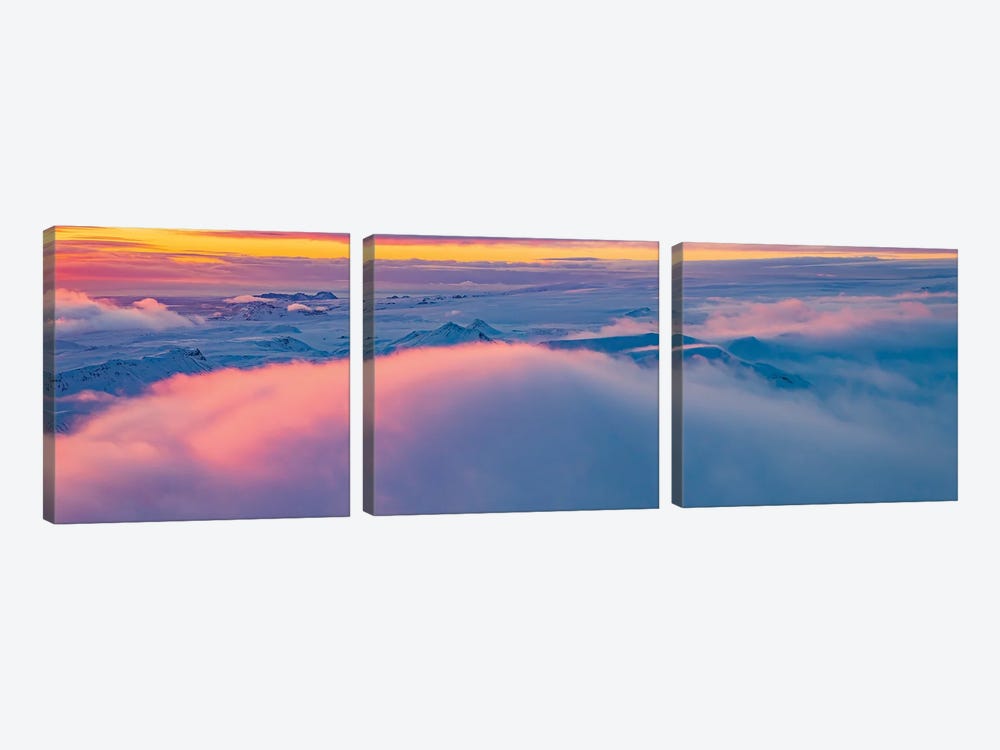Sunset Over Mountains, Vatnajokull National Park, Iceland Unesco World Heritage Site. by Panoramic Images 3-piece Canvas Art Print
