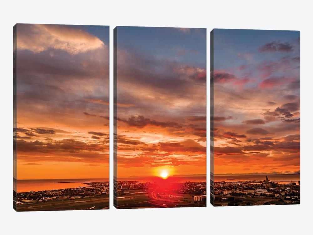 Sunset, Reykjavik, Iceland by Panoramic Images 3-piece Art Print