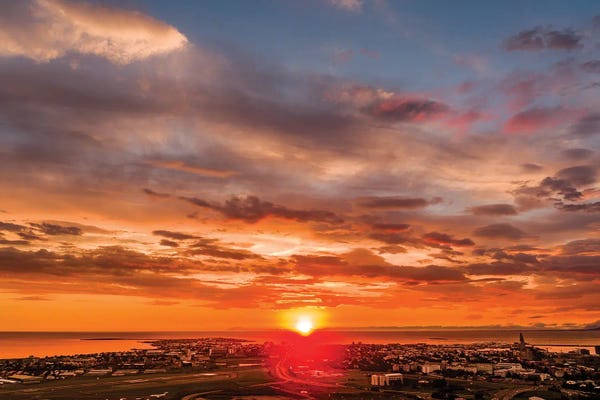 Iceland: Sunset, Reykjavik, Iceland by Panoramic Images