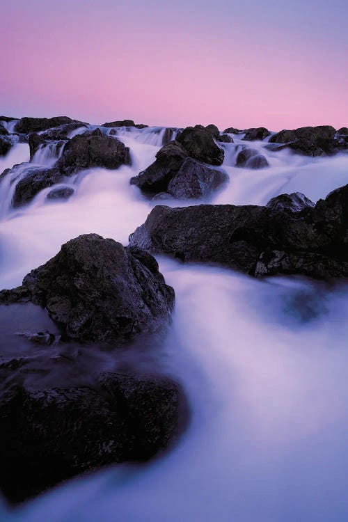 Sunset-Rocks And Waterfalls, Western Iceland