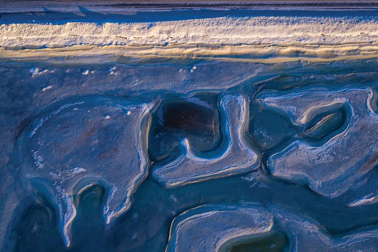 Top View Of Patterns On The Beach, Eyjafjordur, Iceland