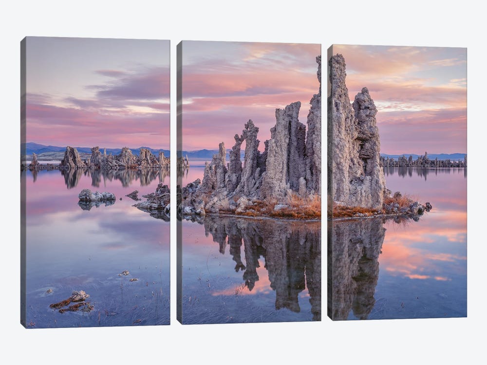 Tufa Formations In Mono Lake At Dawn, Mono Lake State Reserve, California, USA by Panoramic Images 3-piece Canvas Wall Art