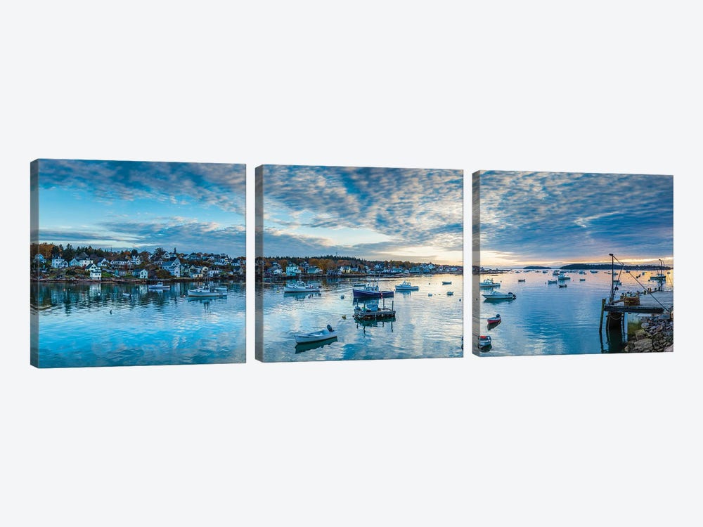 Usa, Maine, Stonington, Stonington Harbor, Dawn by Panoramic Images 3-piece Canvas Wall Art