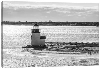 Usa, New England, Massachusetts, Nantucket Island, Nantucket Town, Brnt Point Lighthouse From Nantucket Ferry Canvas Art Print - Lighthouse Art