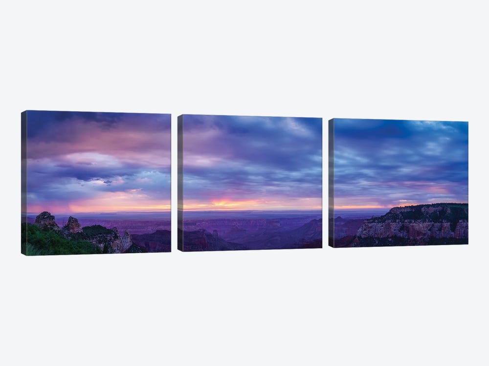 View Of Dramatic Sky Over Canyon, Grand Canyon, Arizona, USA by Panoramic Images 3-piece Canvas Print