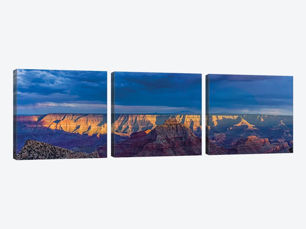 View Of Dramatic Sky Over Canyon, Grand Canyon, Arizona, USA by Panoramic Images 3-piece Canvas Art